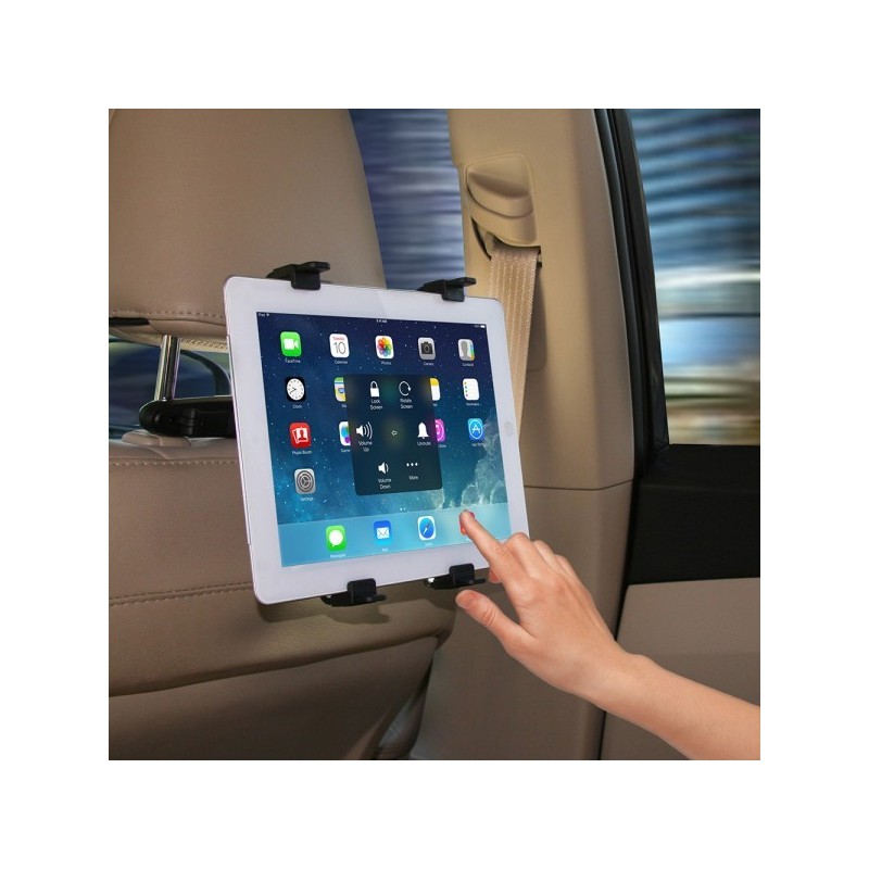Universal tablet holder with headrest mounting