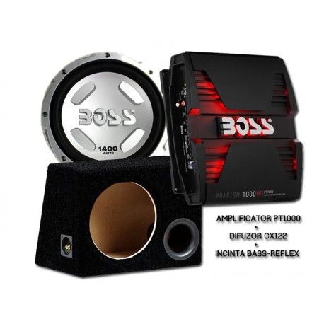 Pachet Bass 700W Boss Audio PT1000 + CX122